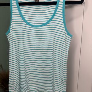 Tommy Bahama women’s medium blue and white striped tank top sleeveless